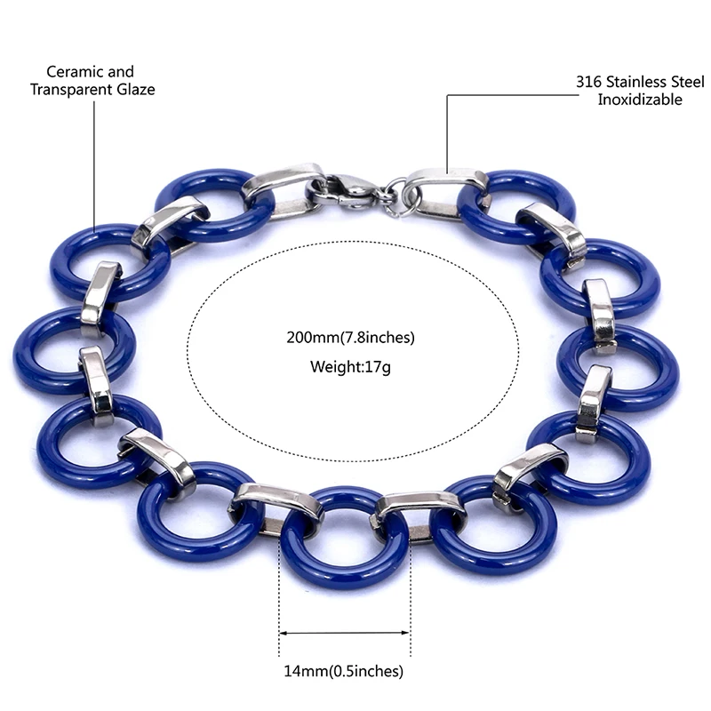 Модный синий керамический браслет, Круглый круглый браслет из нержавеющей стали для женщин и девушек, модные украшения для свадебной вечеринки, очаровательные браслеты, подарки