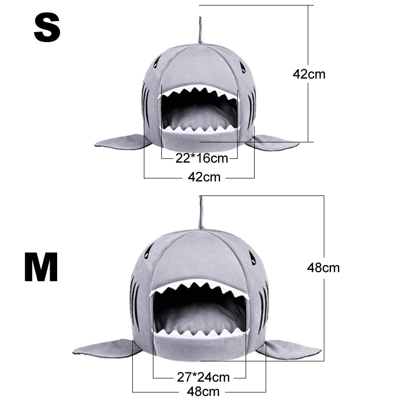 pawstrip 3 Colors Cartoon Shark Dog Bed House Winter Warm Cat Bed Detachable Wash Chihuahua Small Dog House Cama Perro