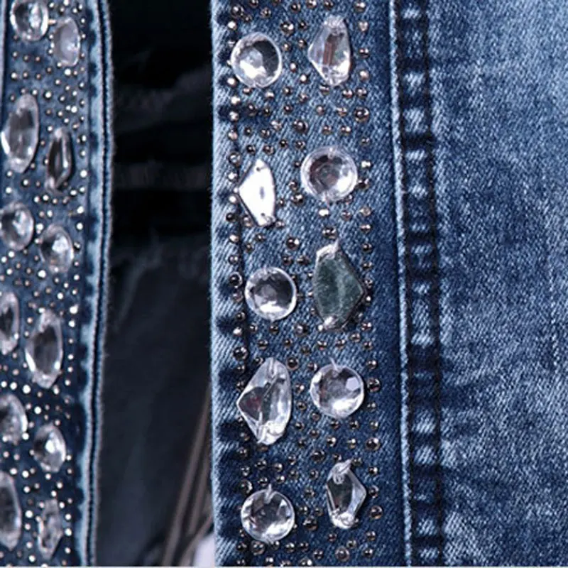 Greatest  HEE GRAND Jeans Jackets Women Chaqueta Mujer Autumn Denim Jacket Casaco Women Crystal Slim Short Ou