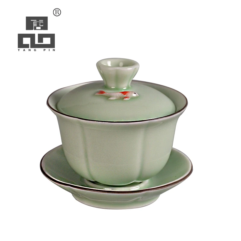 TANGPIN longquan Селадон керамическая gaiwan рыбы чашка Китайский кунг-фу Чайные сервизы 140 мл