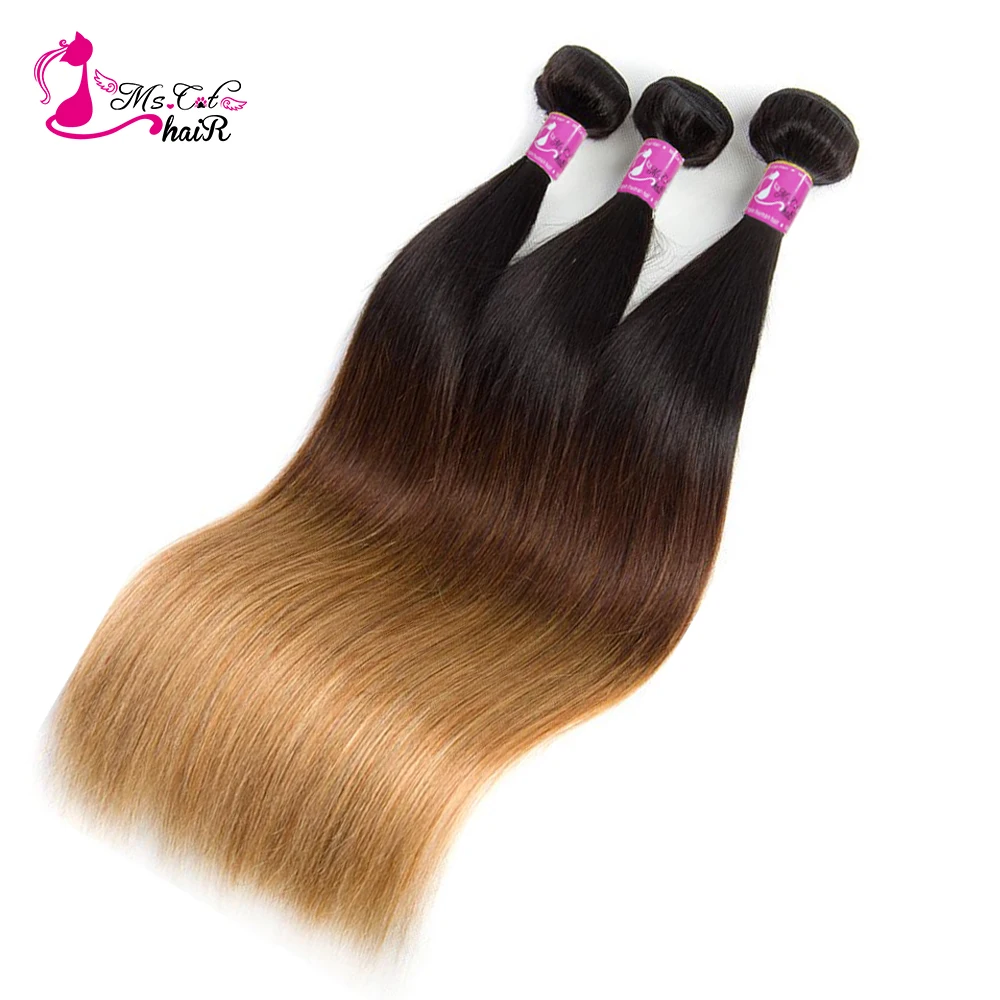Ms Cat Hair Ombre бразильские прямые волосы с эффектом омбре bl1b/4/27 Remy наращивание волос