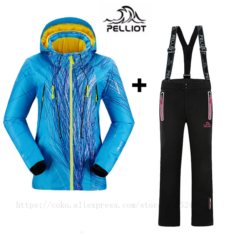 

Famous Brand Pelliot Women Ski Suits Jackets + Pants Warm Winter Waterproof Skiing Snowboarding Clothing Set ski jacket and pant