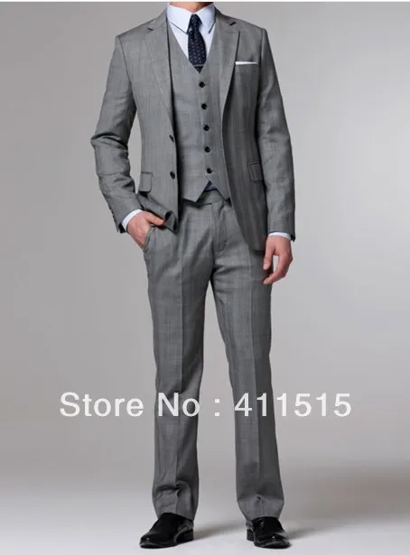 Free shipping wedding groom wear tuxedos/custom made cheap gray color high quality men vest suits / black color man dress