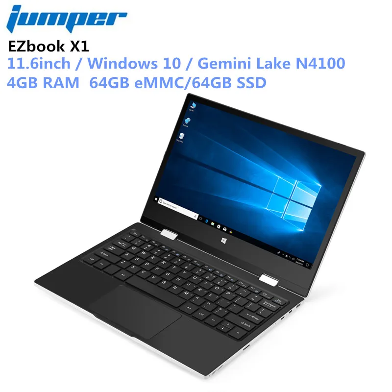 Jumper EZbook X1 Laptop 11.6inch Windows 10 Intel Celeron Gemini Lake N4100 4GB RAM 64GB eMMC+64GB SSD Notebook 1920 x 1080 IPS
