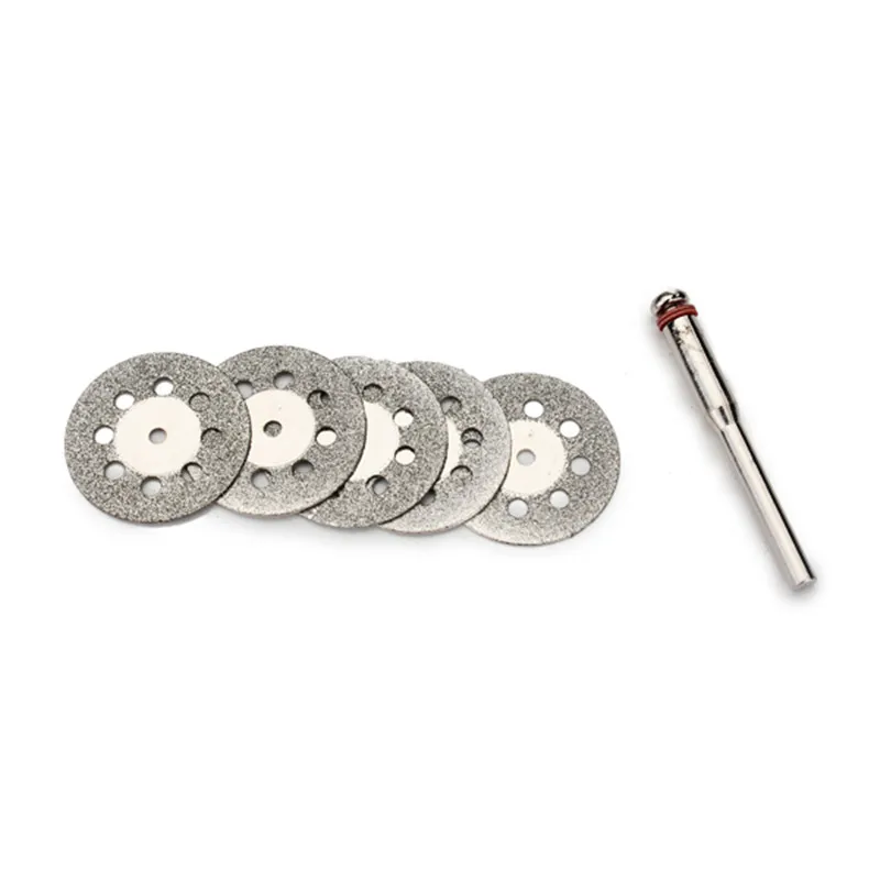 5pcs 22mm 9 Holes Diamond Coated Cutting Discs with 1 Mandrel for Dremel Rotary Tools Accessories w