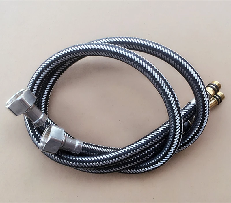 60cm Pair of Stainless Steel Black Plumbing Cold Hot Mixer Basin Sink