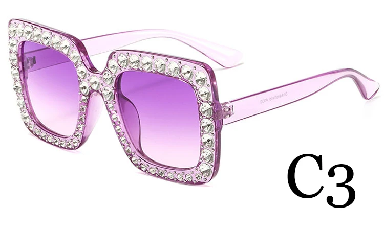 LVVKEE роскошный негабаритных Bling солнцезащитные очки со стразами Для женщин ретро Брендовая дизайнерская обувь алмаз Солнцезащитные очки женские UV400 Óculos de sol - Цвет линз: C3