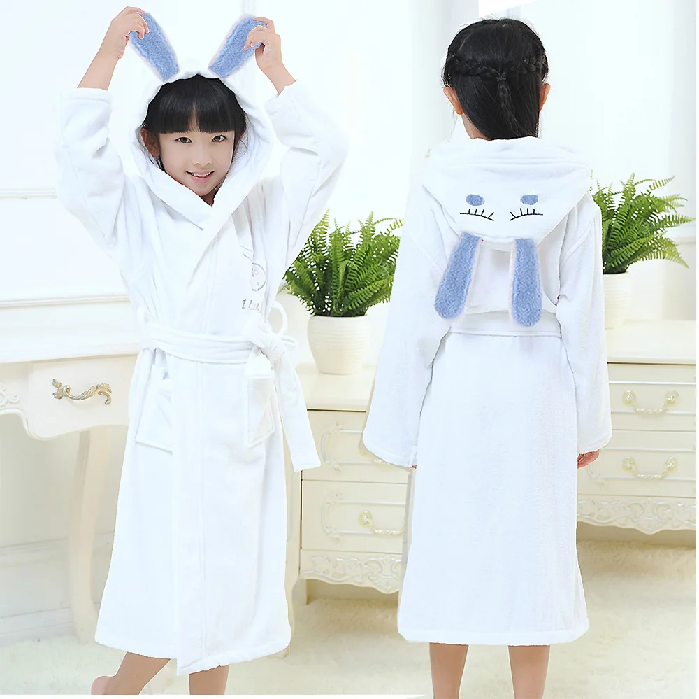 

Cotton Children bathrobes cotton towel material Girls and Boys hooded swimming bath robes bath towel thick