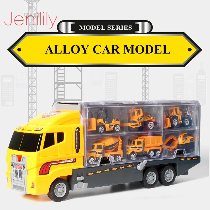 12 в 1 Инженерная модель мини автомобиля из сплава игрушки 1:64 вертолет грузовик