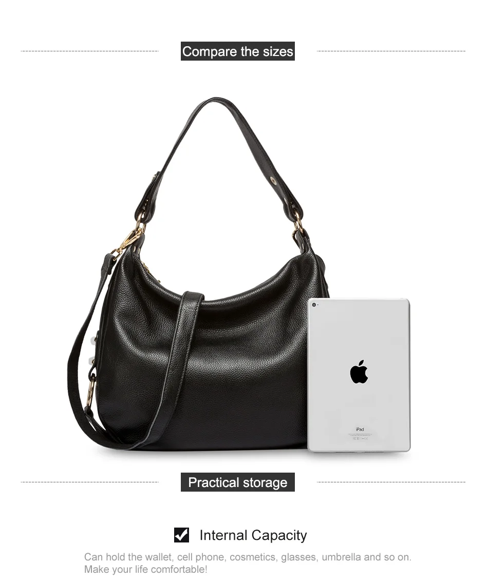 Luxury Genuine Leather Hobo Crossbody Messenger Bag Vibe Handbags