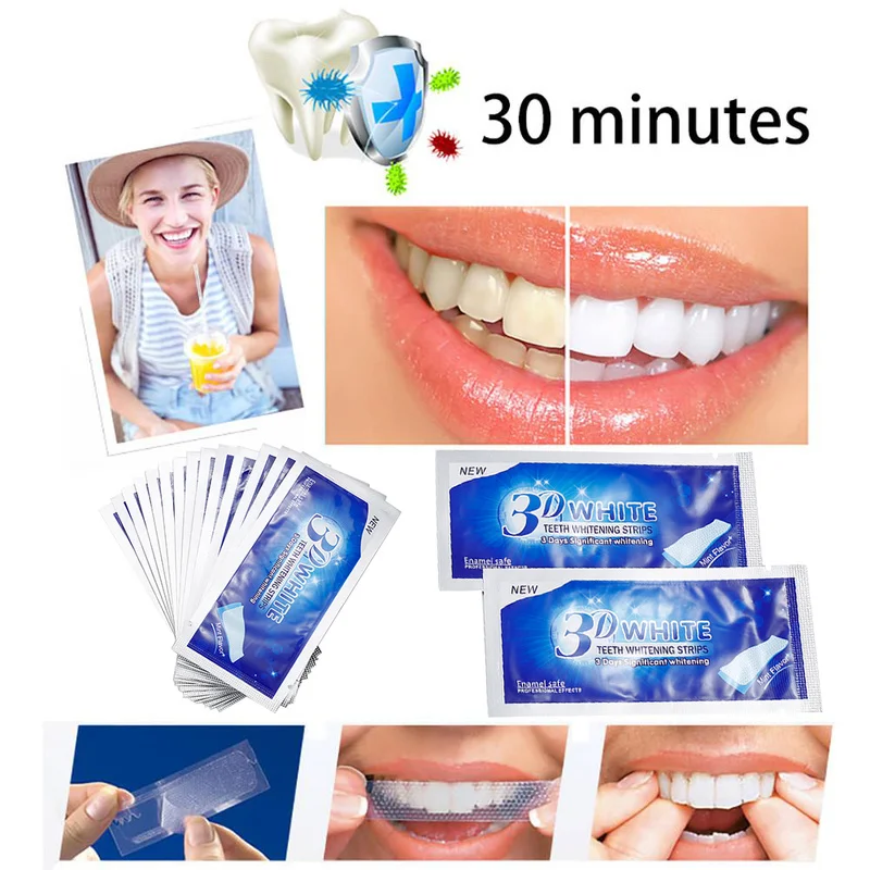 3D белый гель отбеливающие полоски для зубов Гигиена полости рта двойные эластичные полоски для зубов отбеливание зубов отбеливающие инструменты