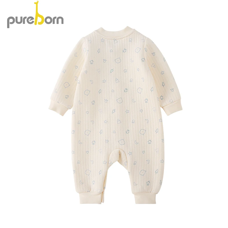 Pureborn/комбинезон с длинными рукавами для новорожденных Комбинезон маленьких