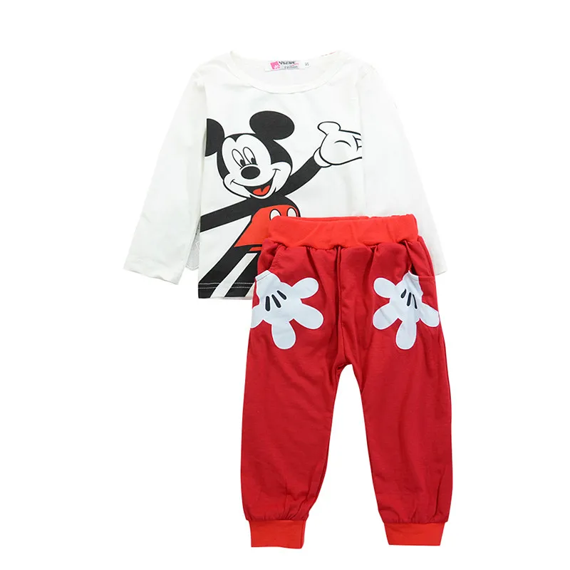 Одежда для маленьких девочек с Минни комплект одежды для маленьких мальчиков с Микки Маусом; детская одежда для активного отдыха модная толстовка с Микки Маусом; детская одежда