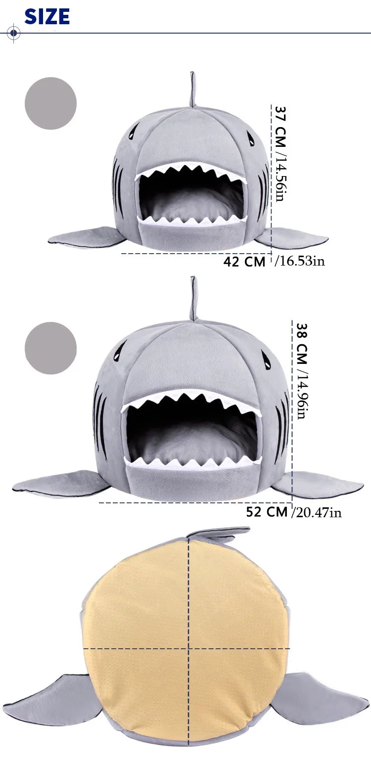 Теплая мягкая кровать для домашних животных, спальный мешок для домашних животных, питомник для собак акулы, домашняя кровать для кошек, домик для кошек, домик для собак Cama Perro, домики для маленьких собак
