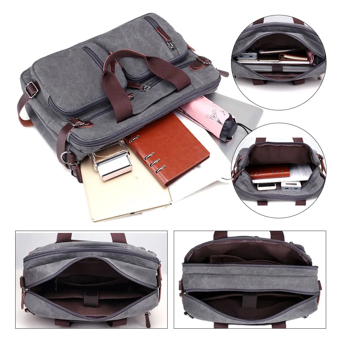 

14 Inch Male Female Laptop Backpack Shoulder Bag Stylish Notebook Bag Black Gray Khaki Coffee Business Shoulder Diagonal
