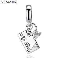 

VEAMOR Valentine's Day Gift 925 Sterling Silver "To My Baby " Pendant Charms Beads Fit Pandora Bracelets DIY Jewelry Making