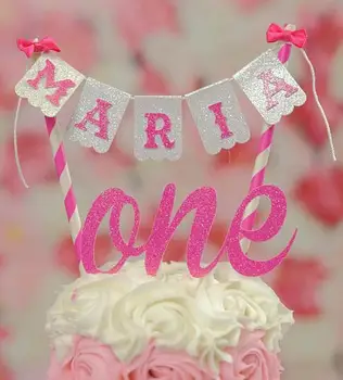 

personalized pink blue princess prince birthday smash cake buntings cupcake toppers banners baby shower doughnut food picks