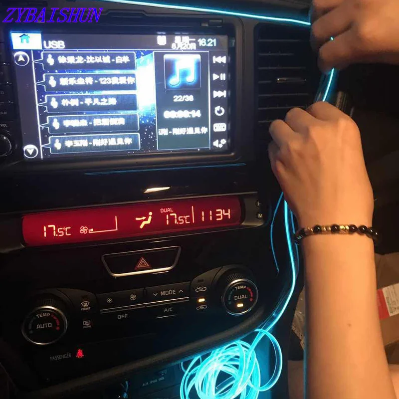 

3 meter atmosphere lamps car interior light hand wire 12 V ambient cold line DIY decorative Dashboard light for Ford Buick