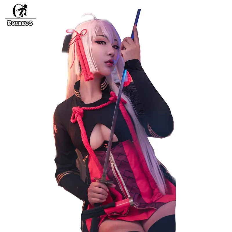 ROLECOS Game FGO Fate Grand Order Cosplay Costumes Okita Souji Alter Devil Saber Evil Combat Suits for Women Cosplay Costumes