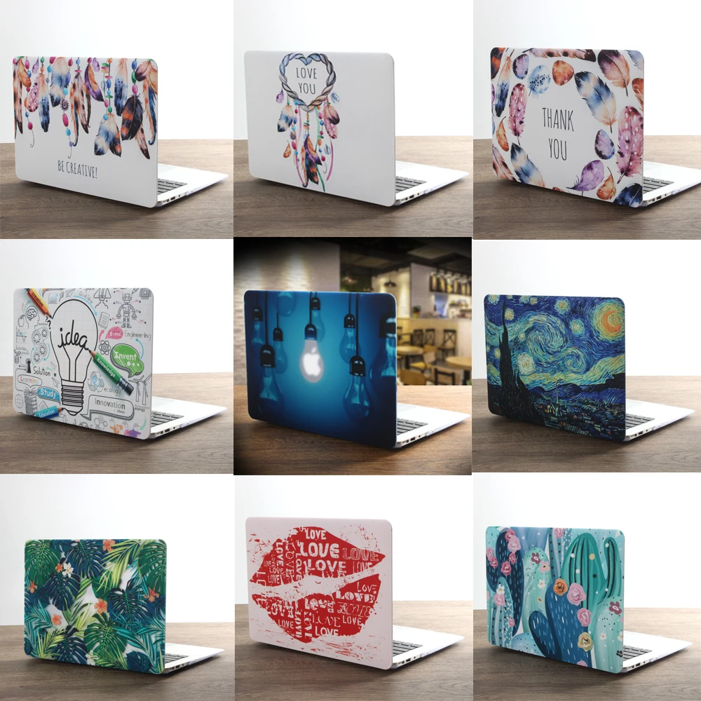 Günstige Neue Druck Kunst Feder Laptop Fall Für MacBook Air Pro Retina 11 12 13 15 zoll mit Touch Bar + tastatur Abdeckung