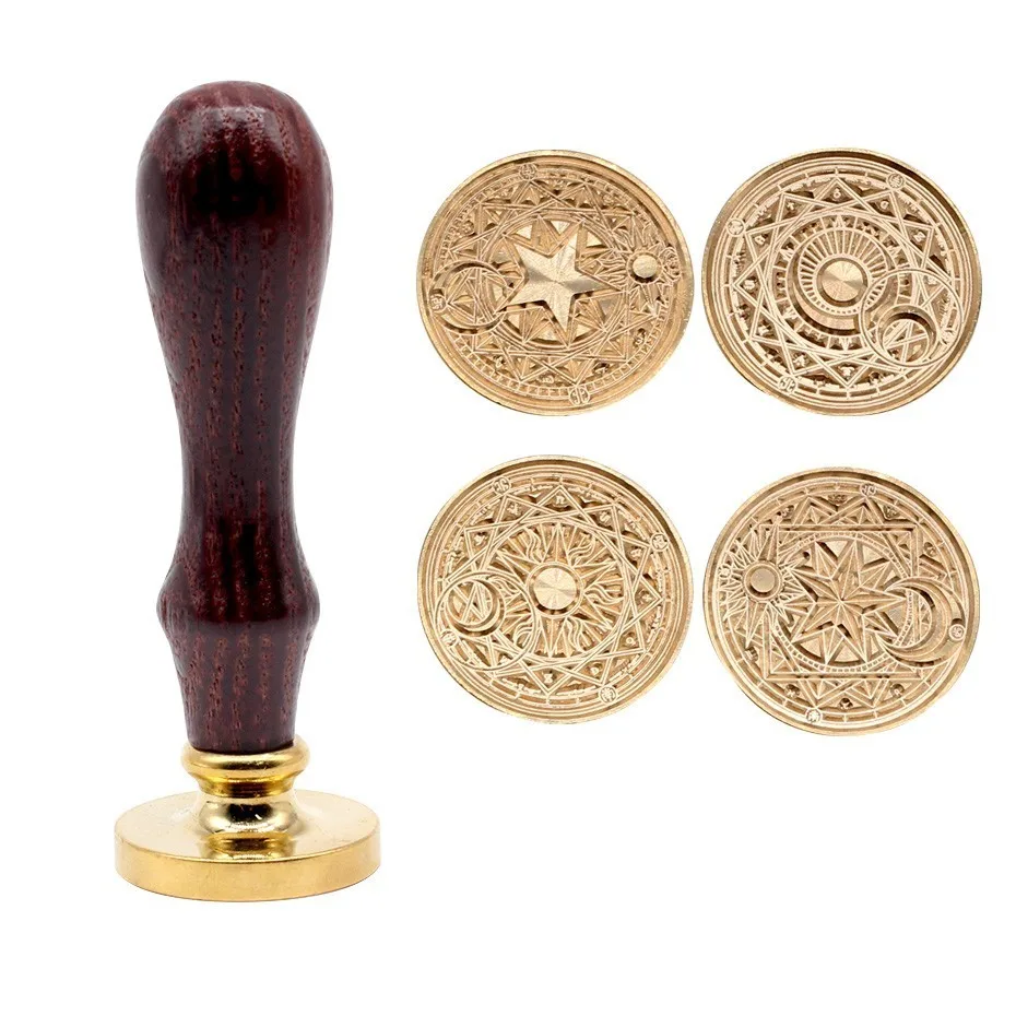 

Retro Flower Letter Wax Stamps Sealing Wedding Invitation Wooden Handle Stamps DIY Christmas Card Wax Seal Stamp Gifts