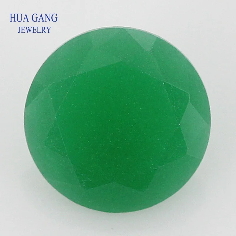 Frete grátis tamanho 3.0-12mm verde translúcido forma redonda fosco fundo solto máquina de pedras de vidro corte pedras sintéticas para jóias