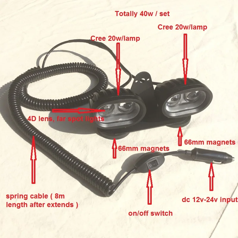 12v24v светодиодный внедорожный светильник с двумя магнитами кронштейн 8 м вкл/выкл проводка светодиодный головной светильник 4x4 ATV грузовик автомобильный прожектор для крыши головной светильник