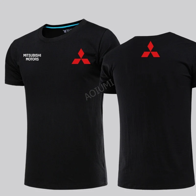 

Summer Fashion Solid Short Sleeve Mitsubishi T-Shirt Men clothes Hot Sale Men's o Neck T Shirt