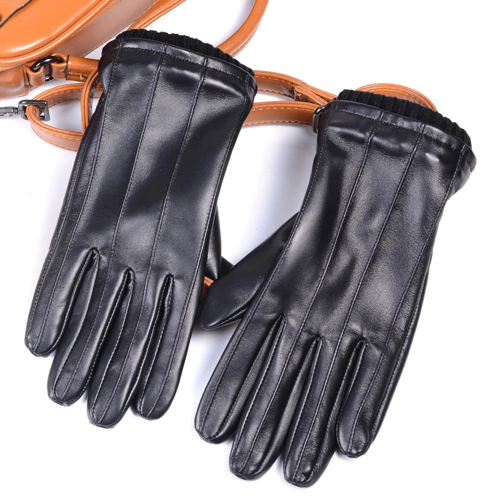 

Men's GENUINE LAMBSKIN Leather Real Leather Winter Warm Motorcycle Driving gloves Touch Screen Short Gloves
