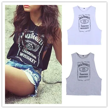 

Fashion Women Summer Vest Top Letter Print Loose Casual T-Shirt Black White Gray