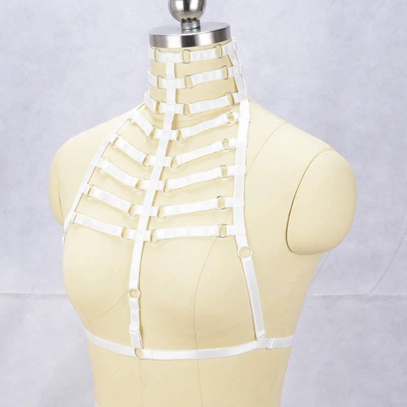 Koop JLX. HARNAS Vrouwen hals sexy harnas Harajuku Gothic lingerie cage bra bondage Strappy Lingerie Boho Goth Fetish Wear Crop Tops