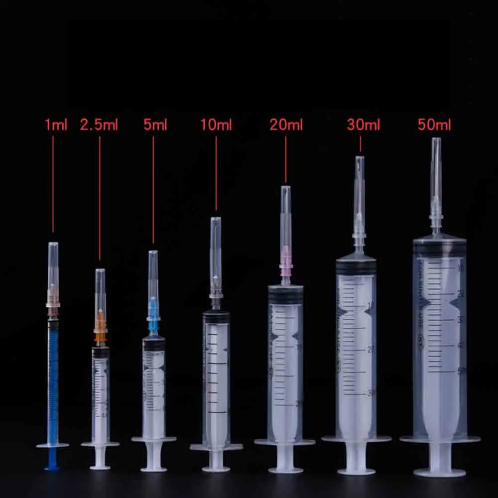 

Industrial use 100pcs Disposable Plastic sterile injection syringe, Liquid Syringe with Needle 1/2.5/5/10/20/30ml