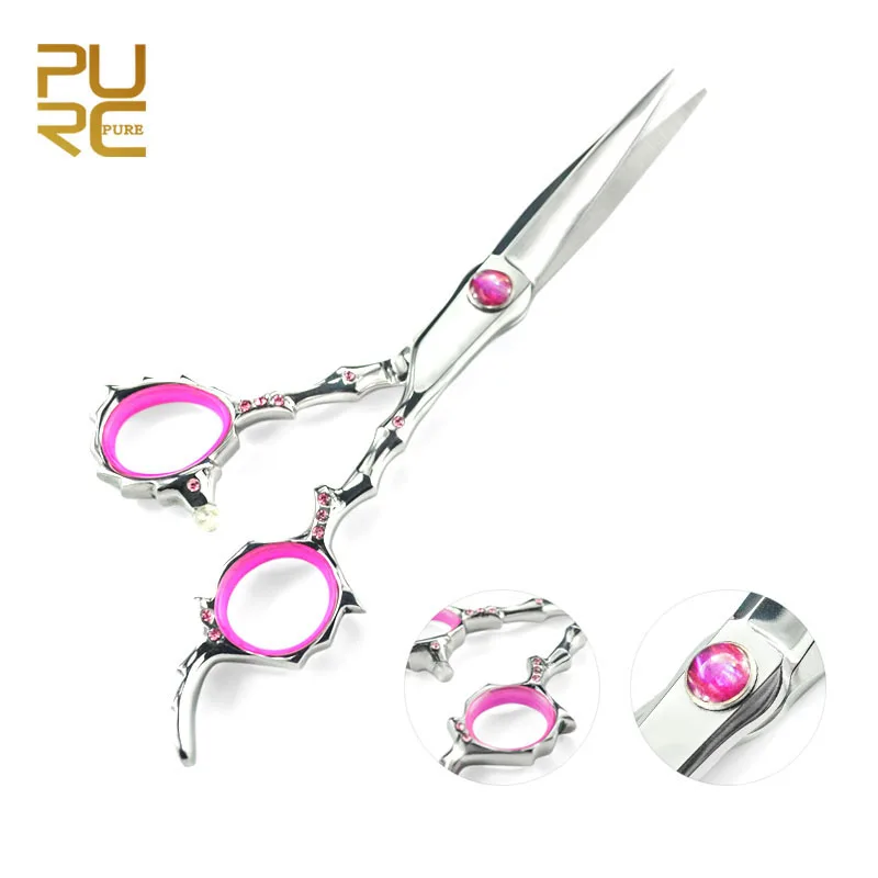 

PURC 6.0 inch Hair Cut Scissors 440c fire pattern Pink Diamond Professional Modelling tools barber scissors set