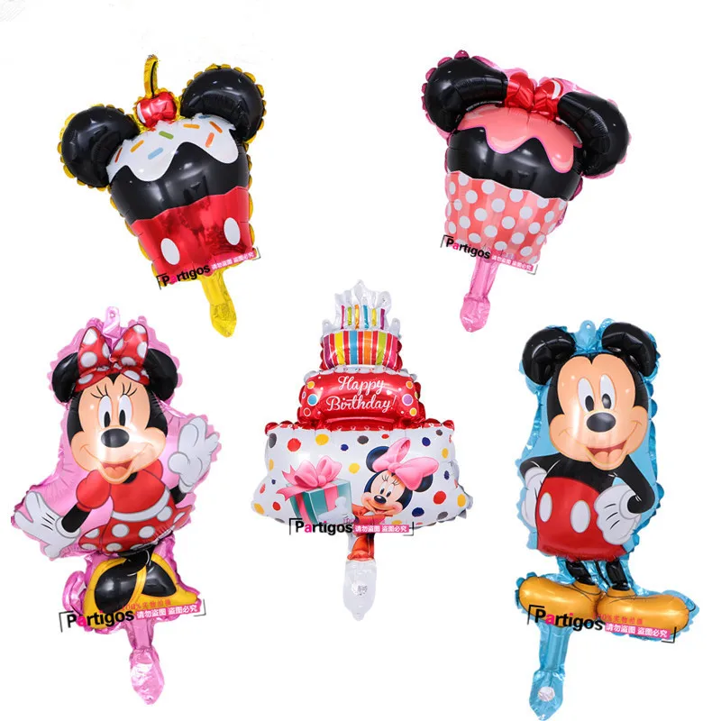 

10pcs/lot Mini Mickey Minnie Mouse foil balloons cake globos happy birthday party decorations kids gifts for party supplies