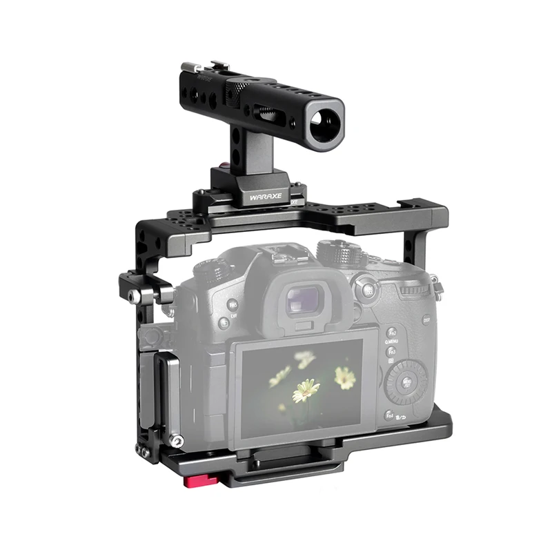 

WARAXE GH5 Kit Camera Video Cage & Handle Grip for Panasonic GH5 GH4 DSLR Camera,Built-in Quick Release Fits Arca Swiss