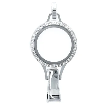 

30mm Twist Large Silver Lanyard Locket High Quality Alloy Crystal Lanyard Floating charms Memory Locket for Women DIY Jewelry