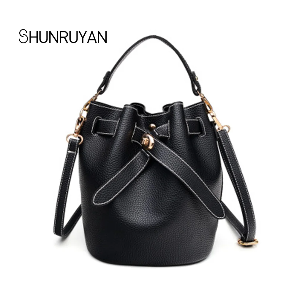 

SHUNRUYAN 2018 New 2 set Fashion Brand Design Soft PU Women Bag Bucket Hasp Shoulder Bag Crossbody Bag Ladies Bag Dress