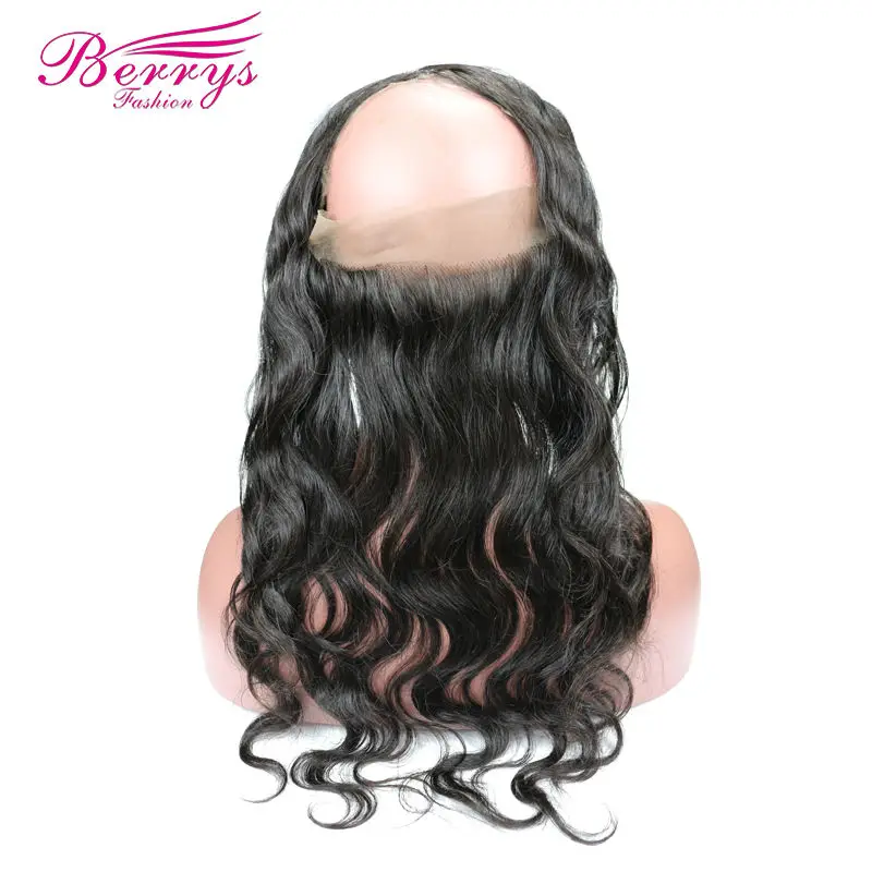 [Berrys Fashion] 360 Lace Frontal 22x4 Brazilian Body Wave Human Hair Ear To Ear Closure with Baby Hair Bleached Knots Remy Hair brazilian-body-wave-hair-with-closure