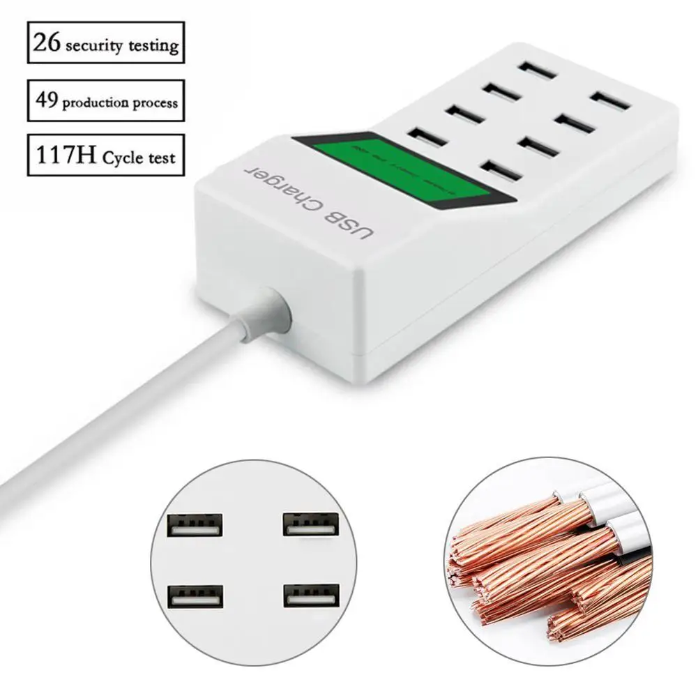 8 USB порт настенная зарядная станция зарядное устройство розетка с ЖК дисплеем
