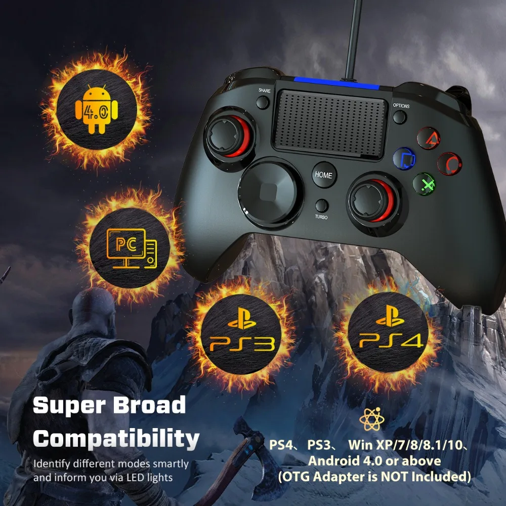 Игровой контроллер Mpow PS4 проводной USB геймпад с несколькими джойстиками