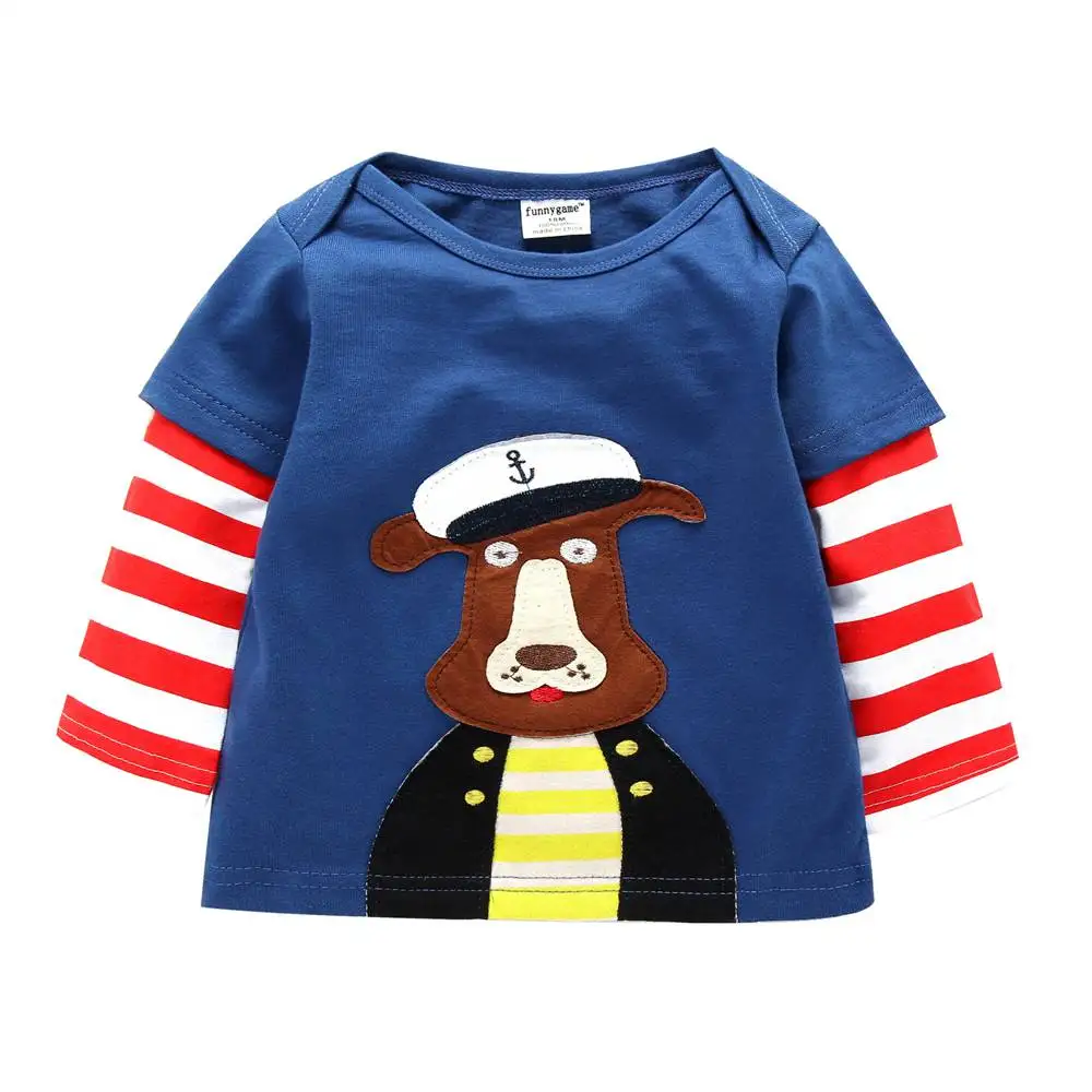 

2017 Spring/Autumn 100% Cotton Baby Boys Girls T Shirt 1-6T Kids Cartoon Animal Long Sleeve T-Shirt Children Pullovers Tee