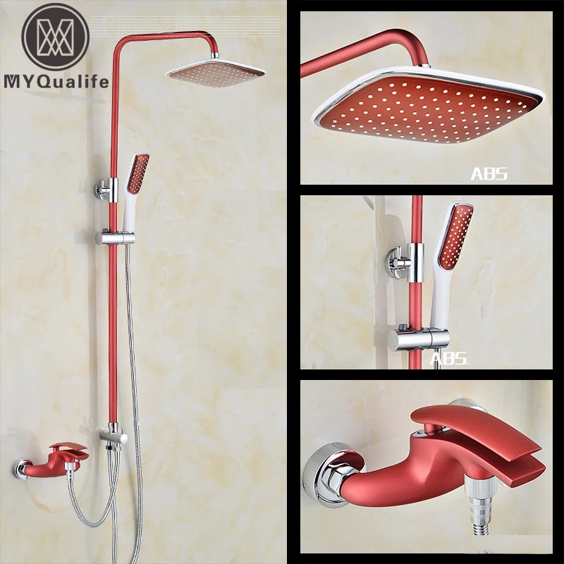 Buy Luxury Red Shower Faucet Set Height Adjustable