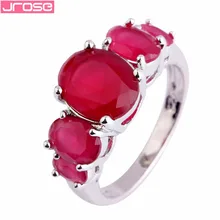 JROSE New Engagement Wedding Fashion Hot Sale Ruby Silver Red Ring Size 6 7 8 9 10 11 12 13 Wholesale For Women Bridal Gift hot sale sperm count board with red ruby