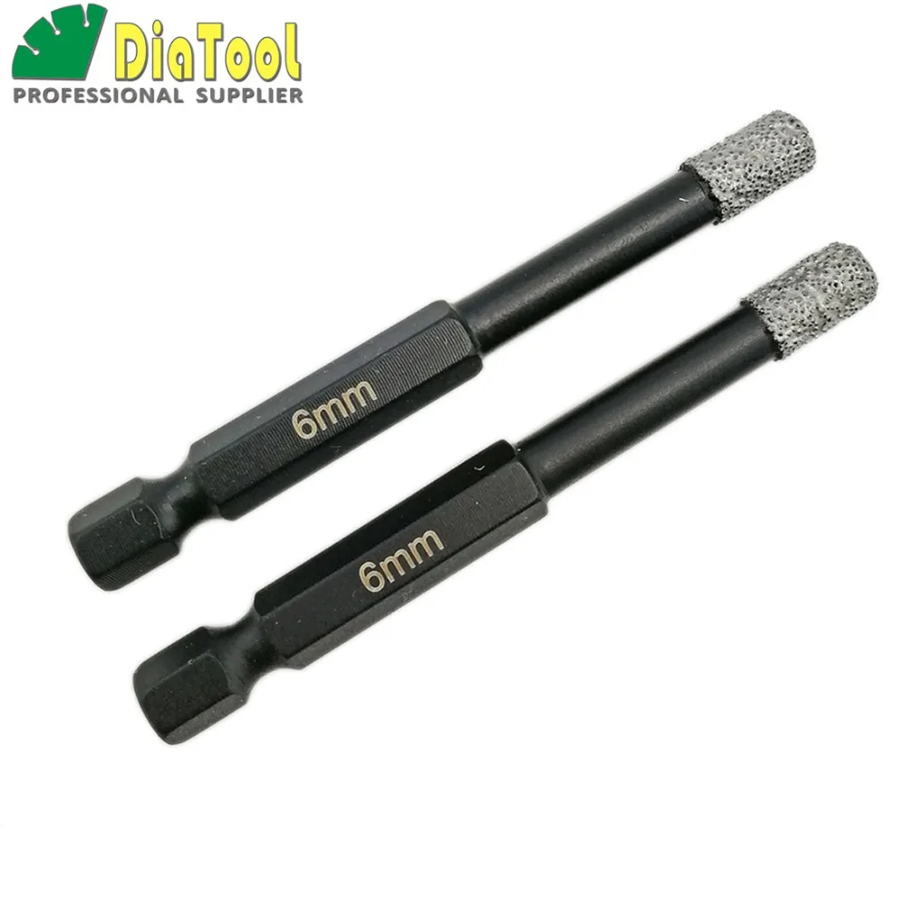 DIATOOL 2pcs 6mm Professional Quality Vacuum Brazed Diamond Core Bits With Qucik Fitting Shank Dry Drilling Bits|drill bit|diamond core bitscore bit