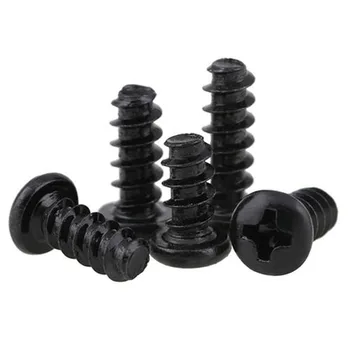 

50pcs M2.3 Phillips Round head Flat tail Self-tapping screw Pan heads Cross bolt Black carbon steel bolts 4mm-16mm Length