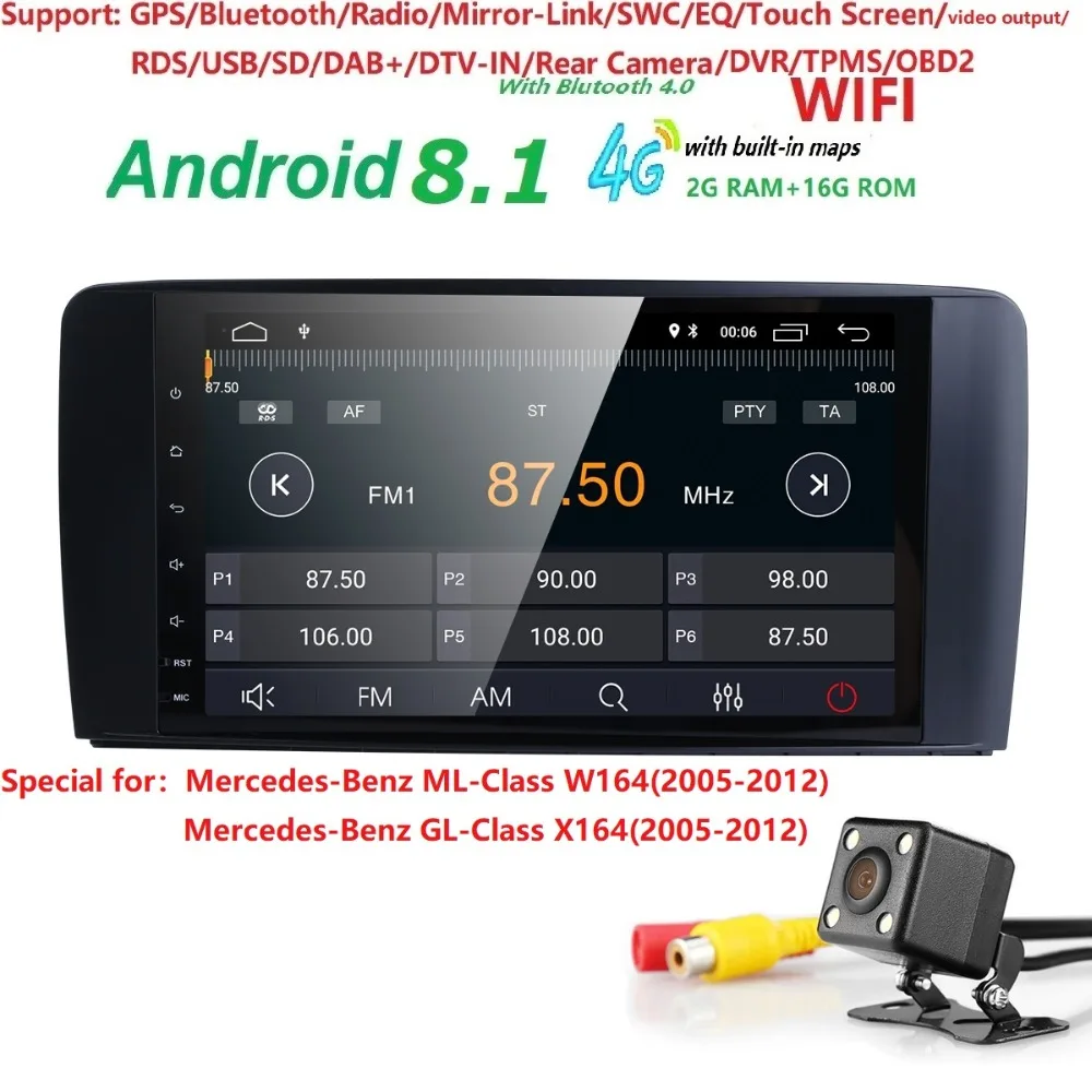 

2+16 Android 9.0 CAR AutoAudio player gps FOR BENZ ML 320/ML 350/W164(2005-2012) Multimedia navigation head device unit receiver