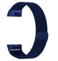 Миланский магнитный металлический ремешок для Fitbit Charge 3 Mesh steel Band для зарядки 3 SE Смарт часы браслет серебро розовое золото черный - Цвет: Blue