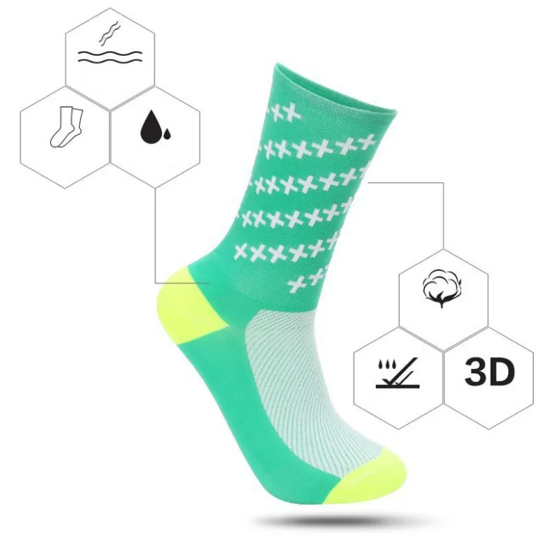 

High Quality Sport Socks Cycling Socks Professional Men Women Unisex Outdoor Road Running Compression Bicycle Socks 6 Colors
