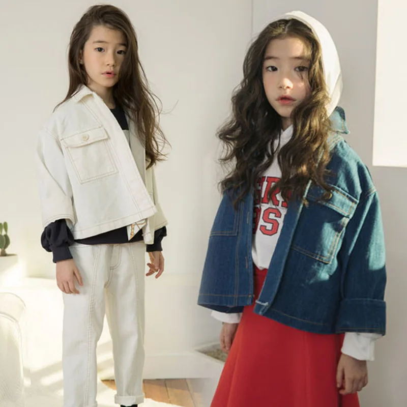 

New Boys Girls Outerwear Coat Teens Girls Denim Jackets Coats 2019 Fashion Spring Children Outwear Coat Kids Denim Jacket CA592