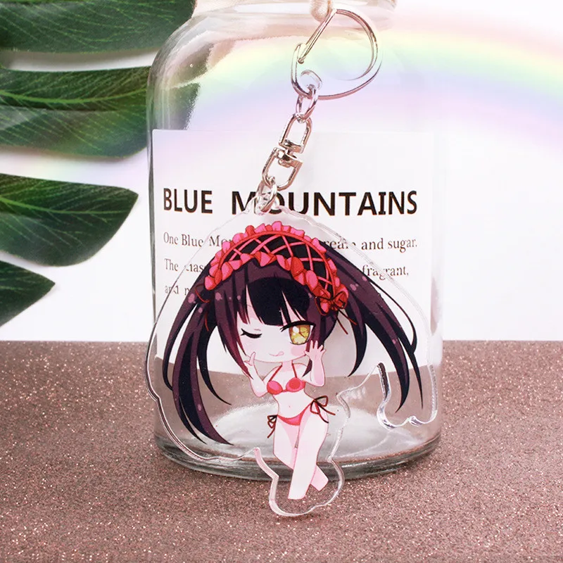 

Anime Date A Live Keychain Cartoon Figure Tohka Yatogami Kotori Itsuka Car Key Holder Chain Pendants Keyrings